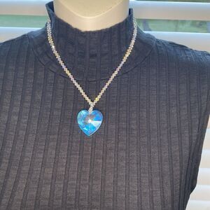 crystal heart Pendant necklace Iridescent 14 1/2 “ Plus Extension